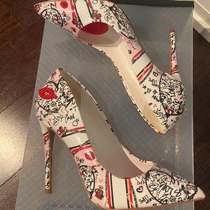 Aldo Love and Heart Printed Stiletto Pumps